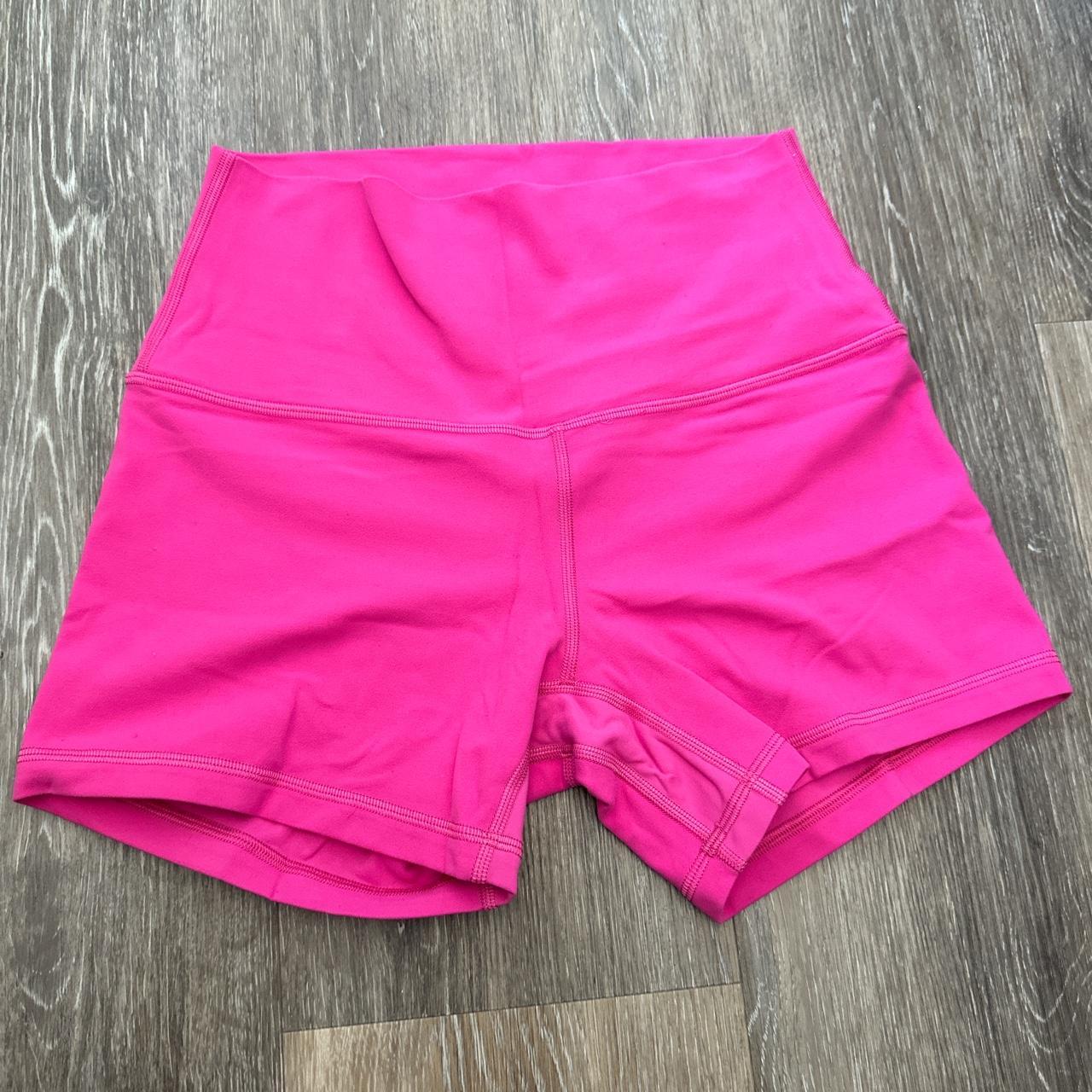 sonic pink biker shorts lululemon aligns 4” worn a... - Depop