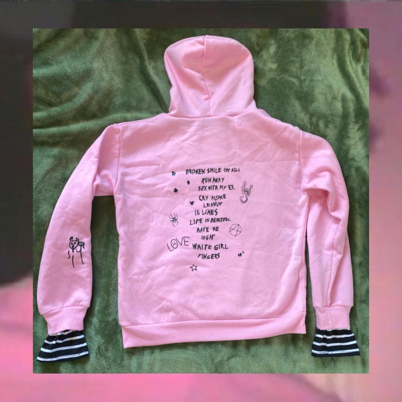 Oversized Hoodie Lil Peep Pink And Black Hoodie Hooded Pullover