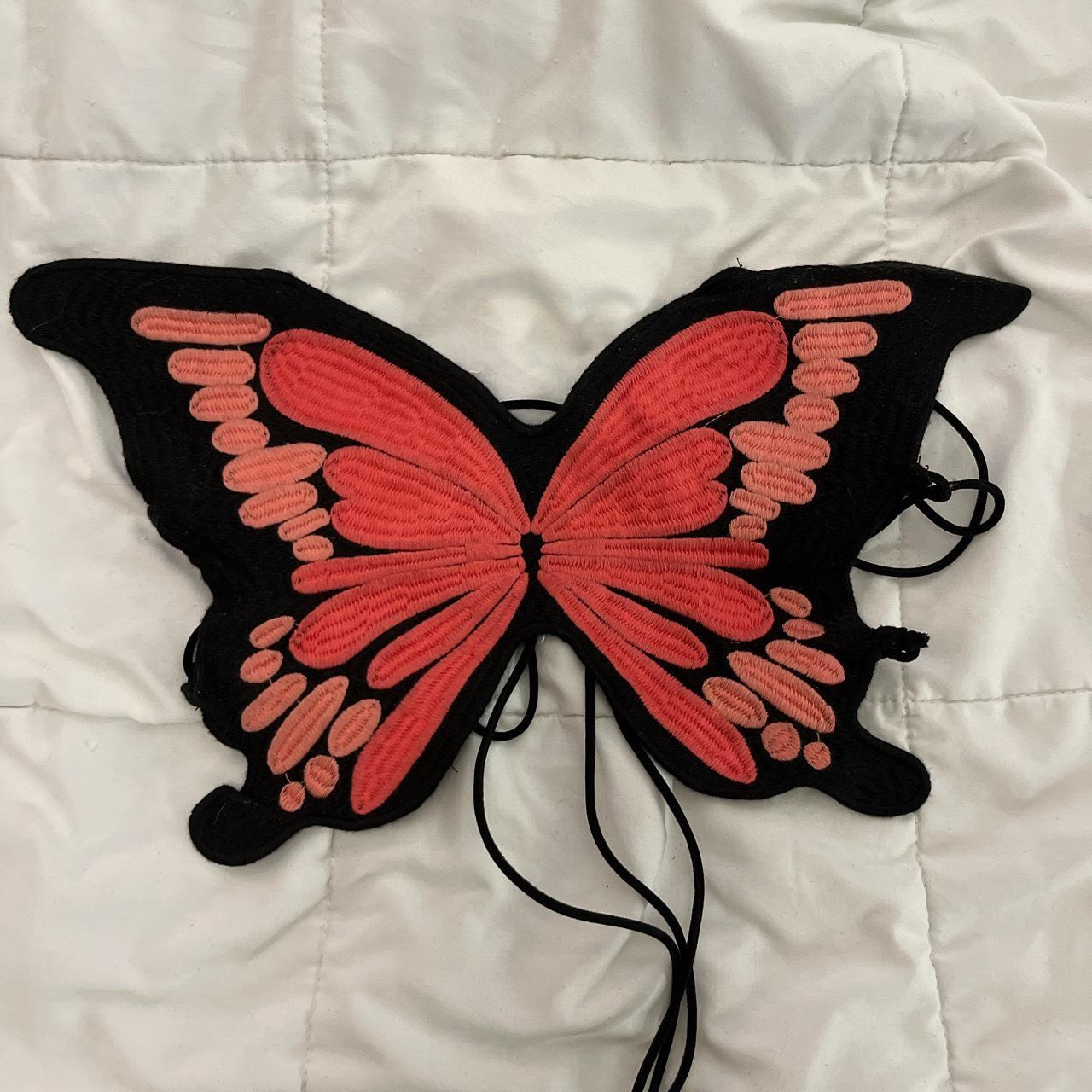 Embroidered monarch butterfly shaped lace up tank... - Depop