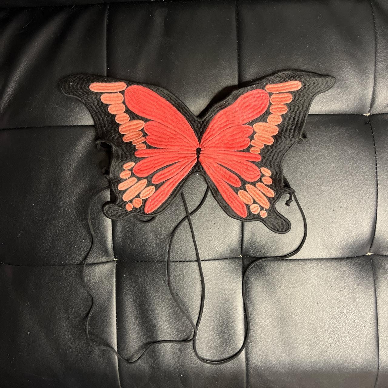Embroidered monarch butterfly shaped lace up tank... - Depop