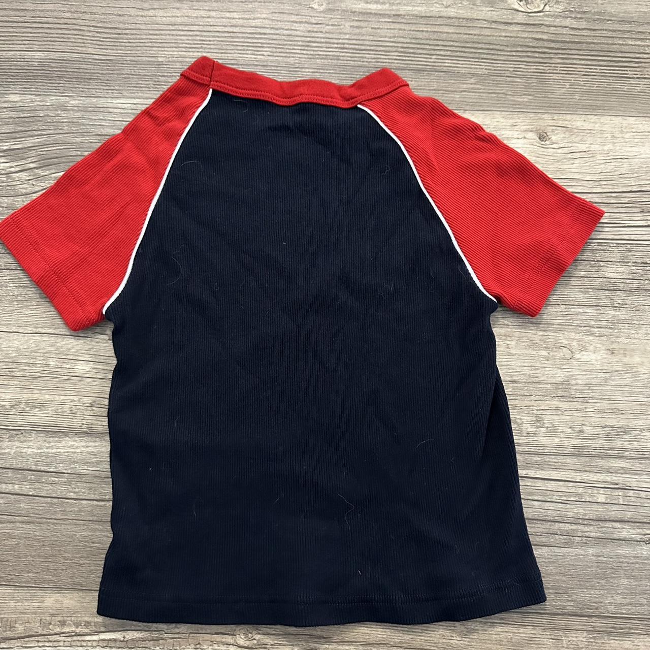 brandy melville red and navy blue baby tee. perfect... Depop