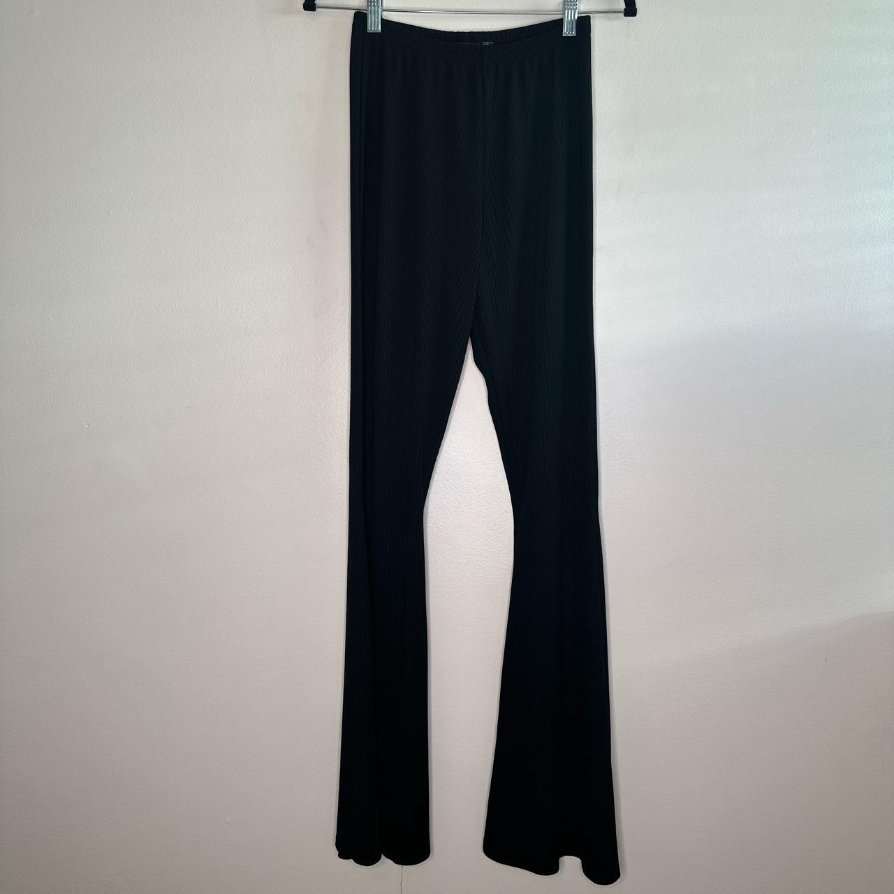 Buy Boohoo Ribbed Flared Yoga Pants In Black
