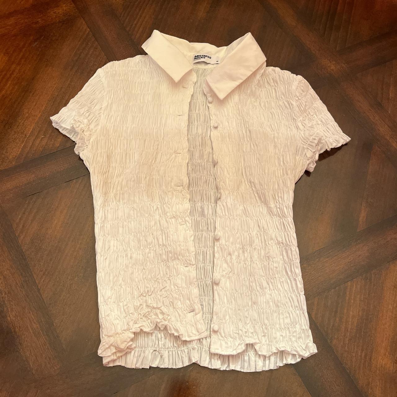 Mistress Rocks white ruffled top (M) - Depop