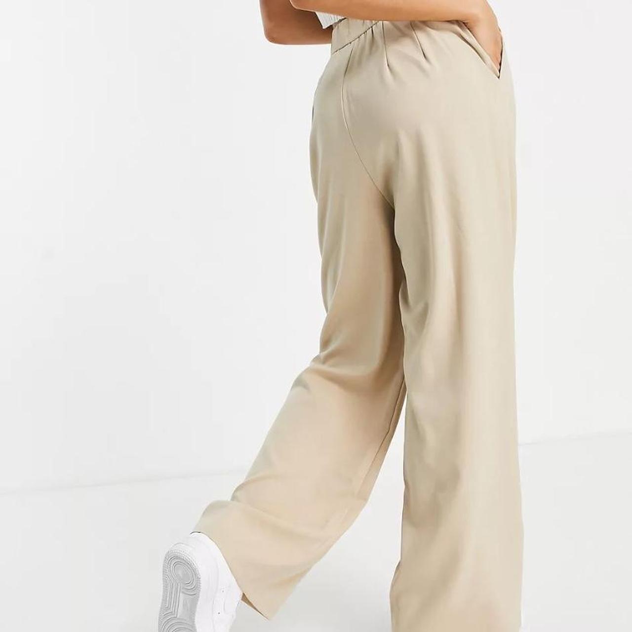Stradivarius wide leg relaxed dad trousers in beige