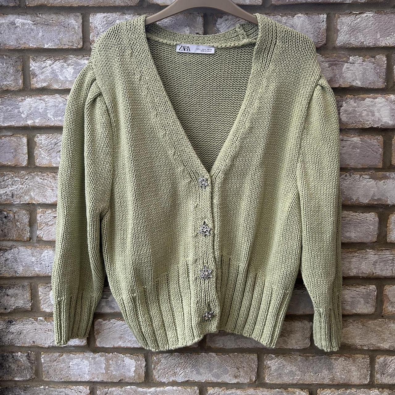 Zara sage chunky knit cardigan with