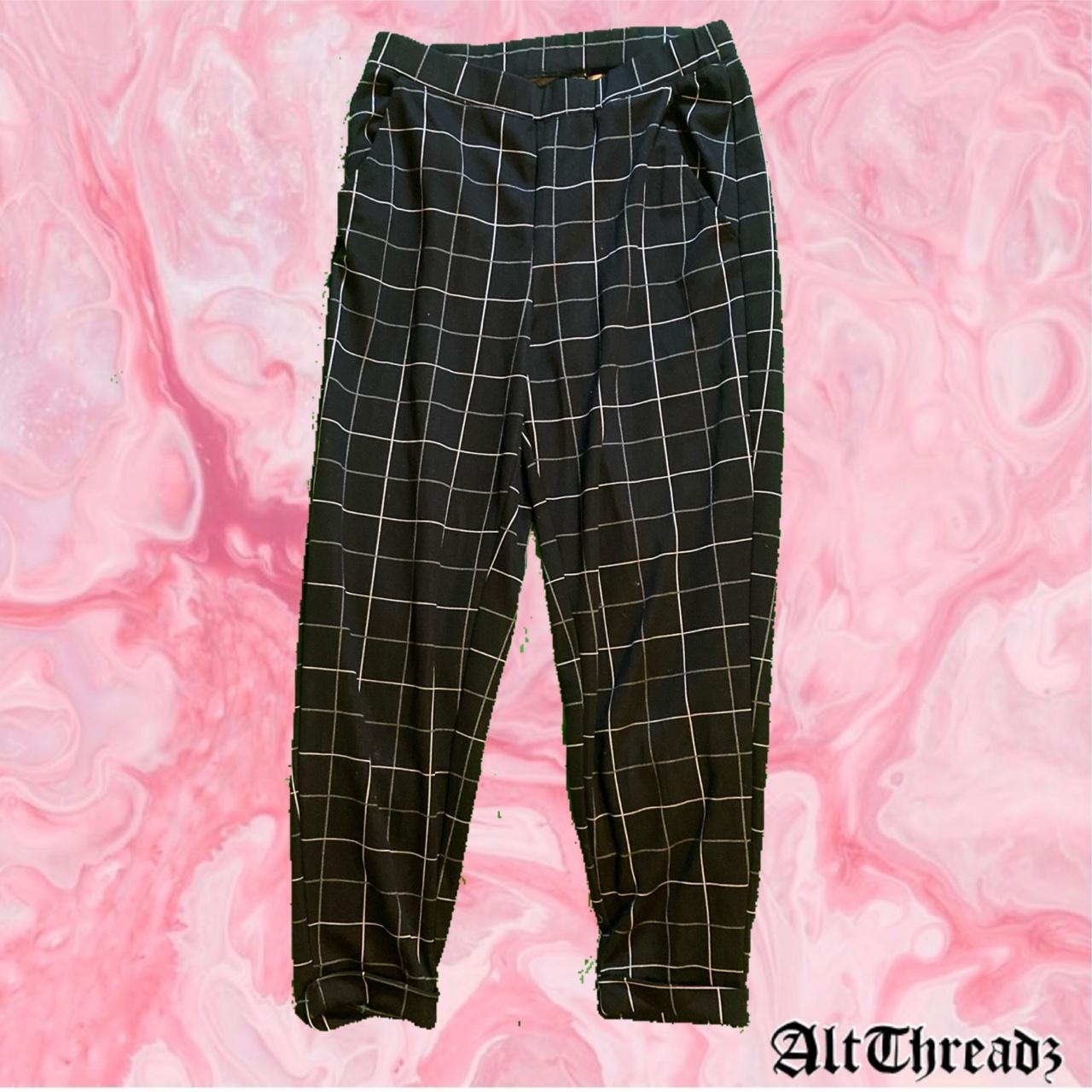 H M Divided Black And White Checkered Trousers Depop