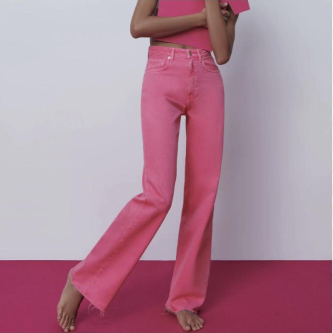 Zara Women's Pink Jeans | Depop