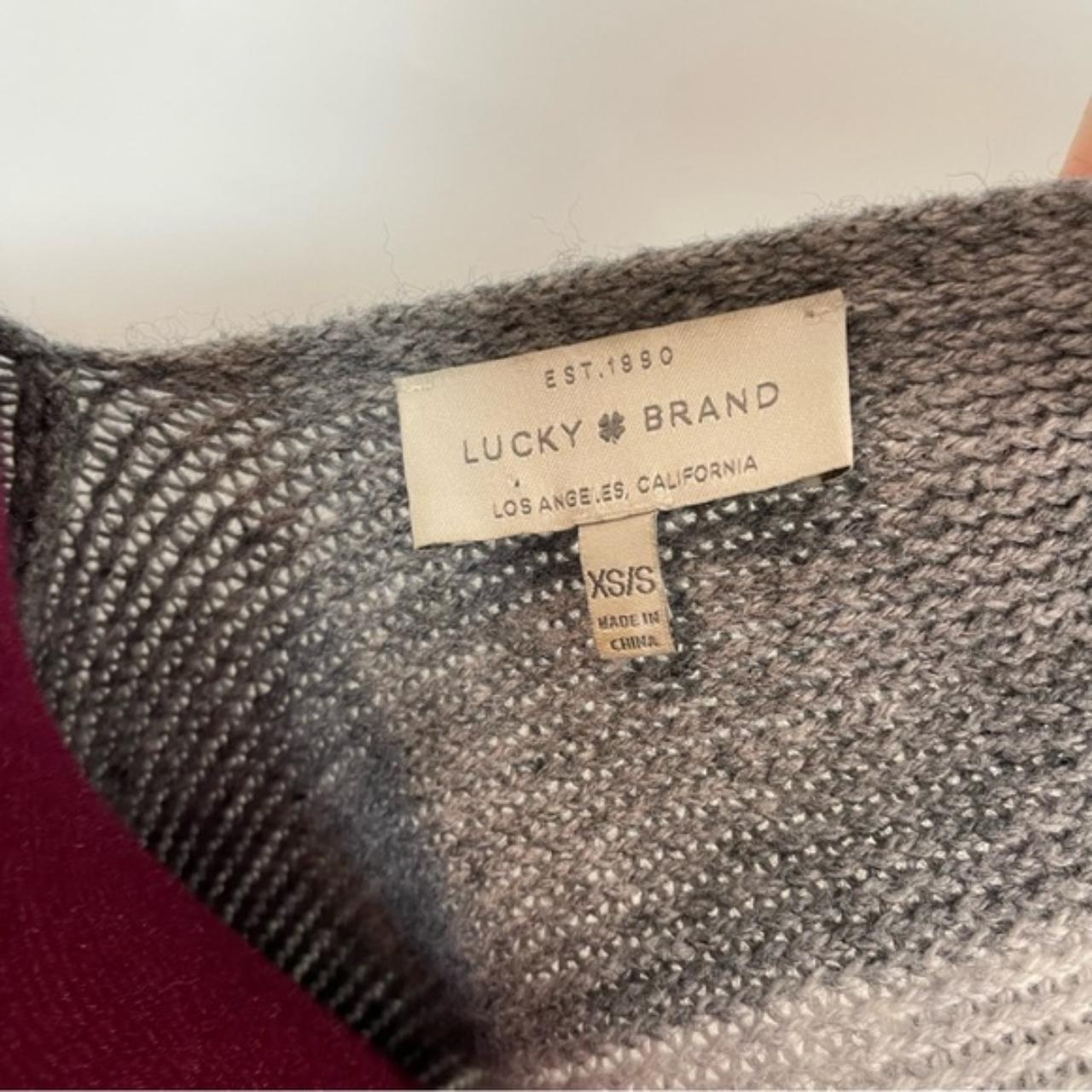 Lucky Brand, Sweaters, Lucky Brand Striped Openfront Cardigan Gray Fridge  Hem One Size