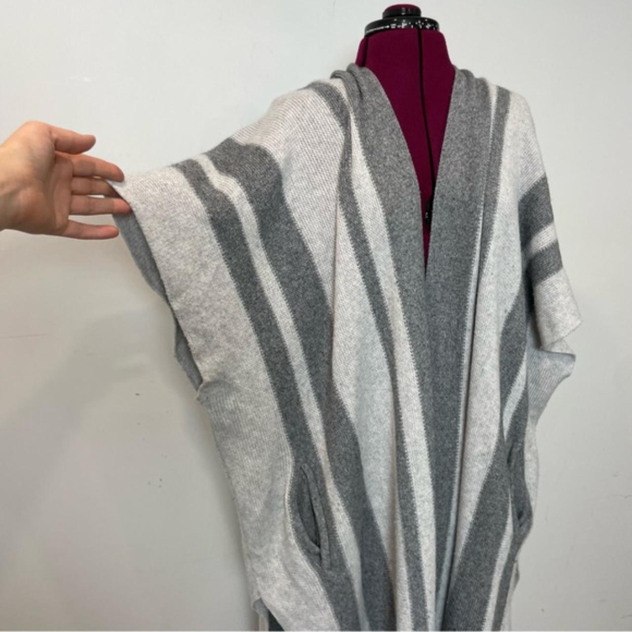 Lucky Brand, Sweaters, Lucky Brand Striped Openfront Cardigan Gray Fridge  Hem One Size