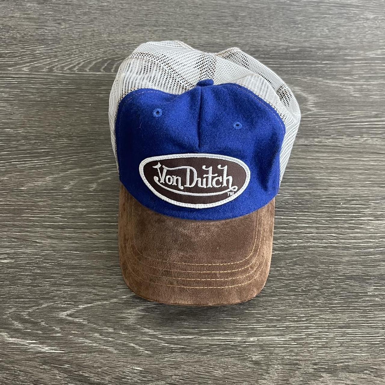 BLUE AND BROWN VON DUTCH TRUCKER HAT vondutch... Depop