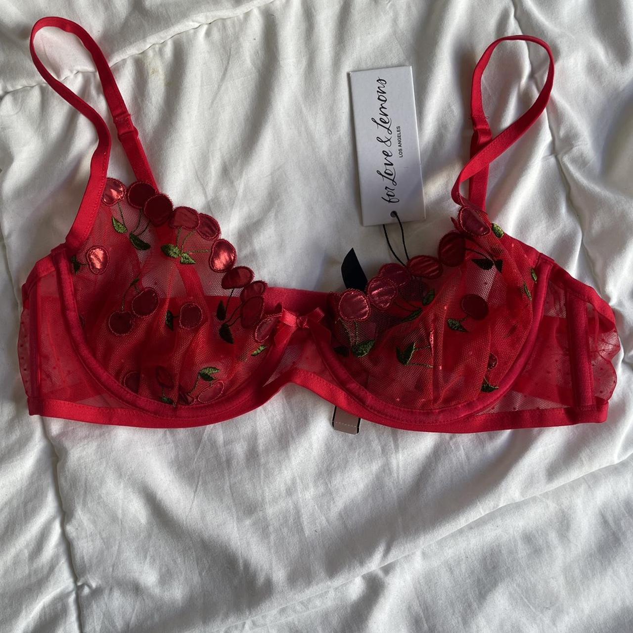 For Love & Lemons Women's Red Bra | Depop