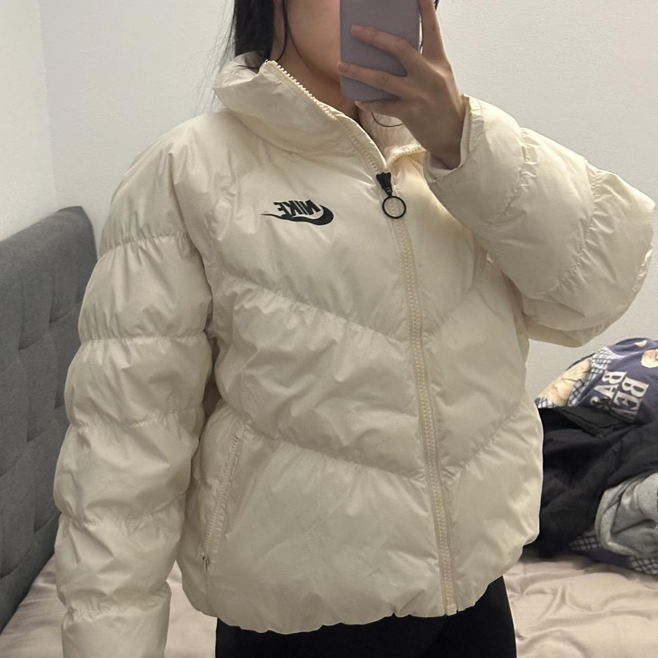 Nike white puffer coat on sale