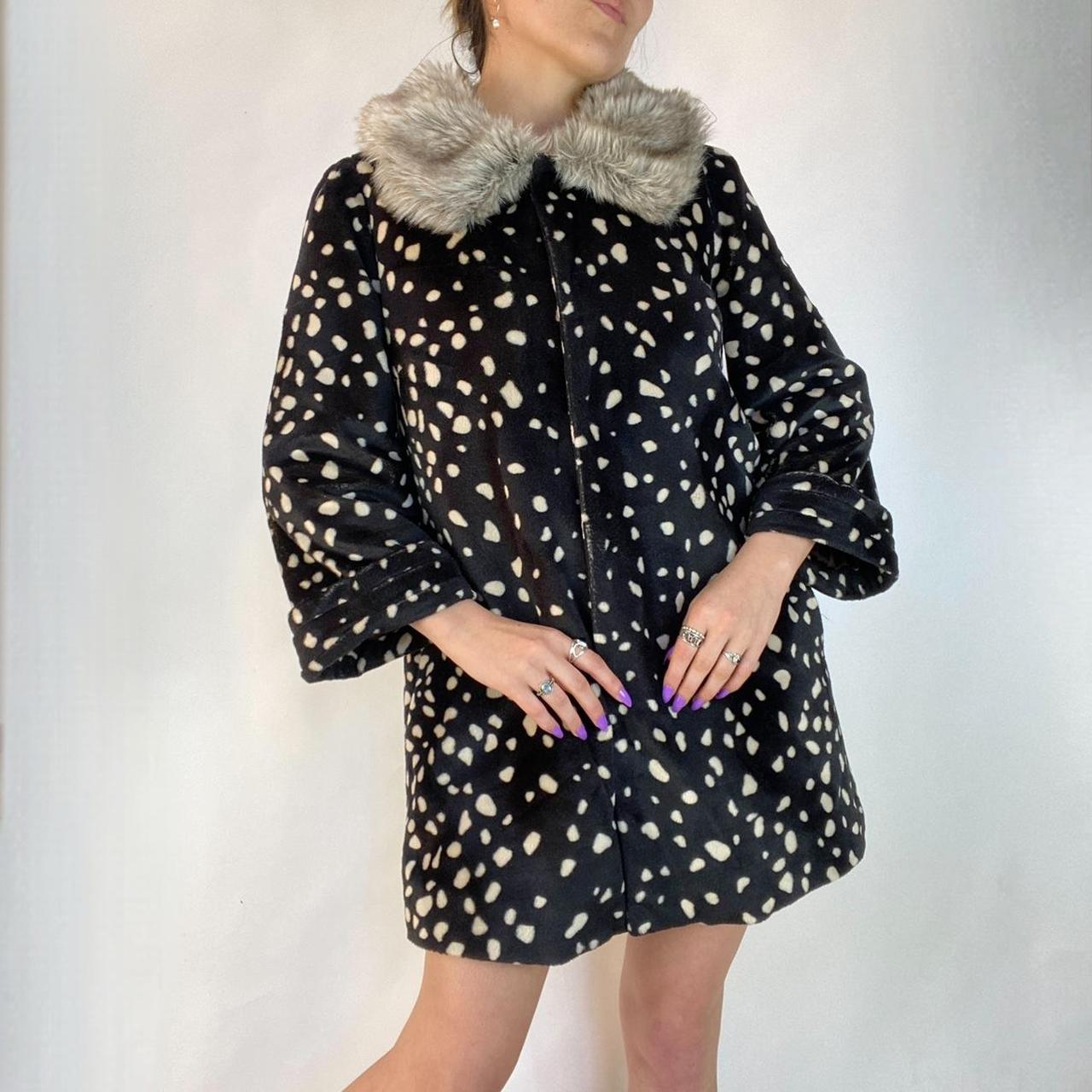 Iconic Polka Dot Faux Fur Coat by Elevenses From