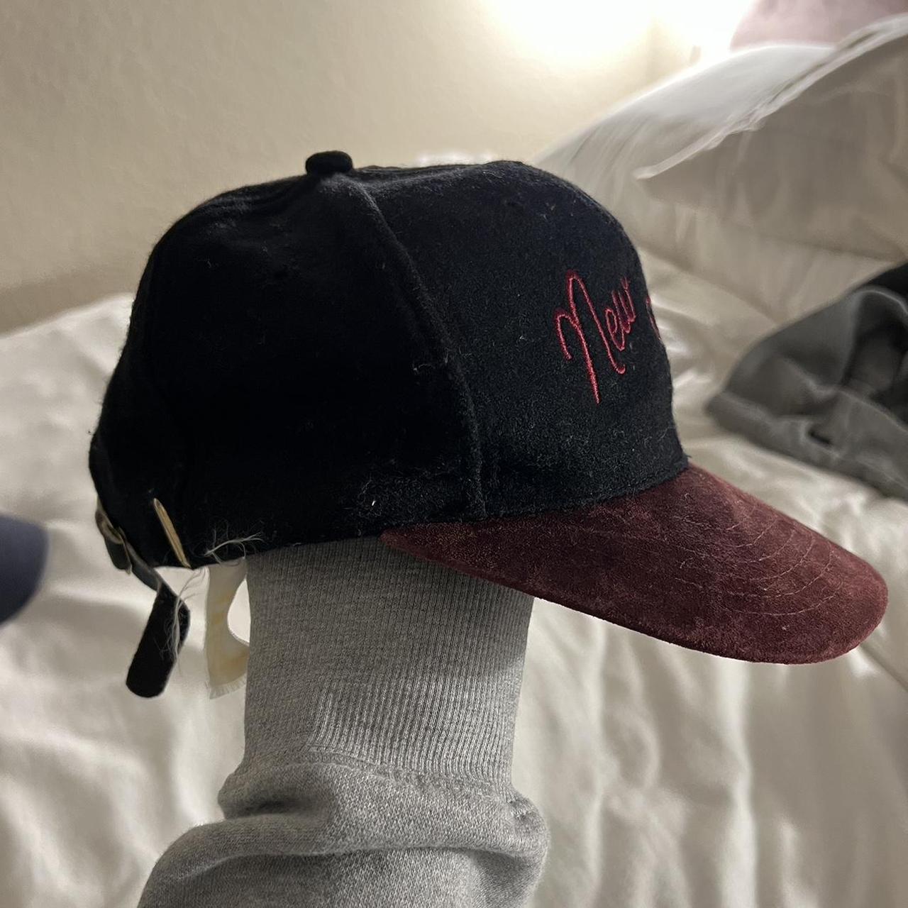 Vintage New York hat - burgundy suede bill -... - Depop