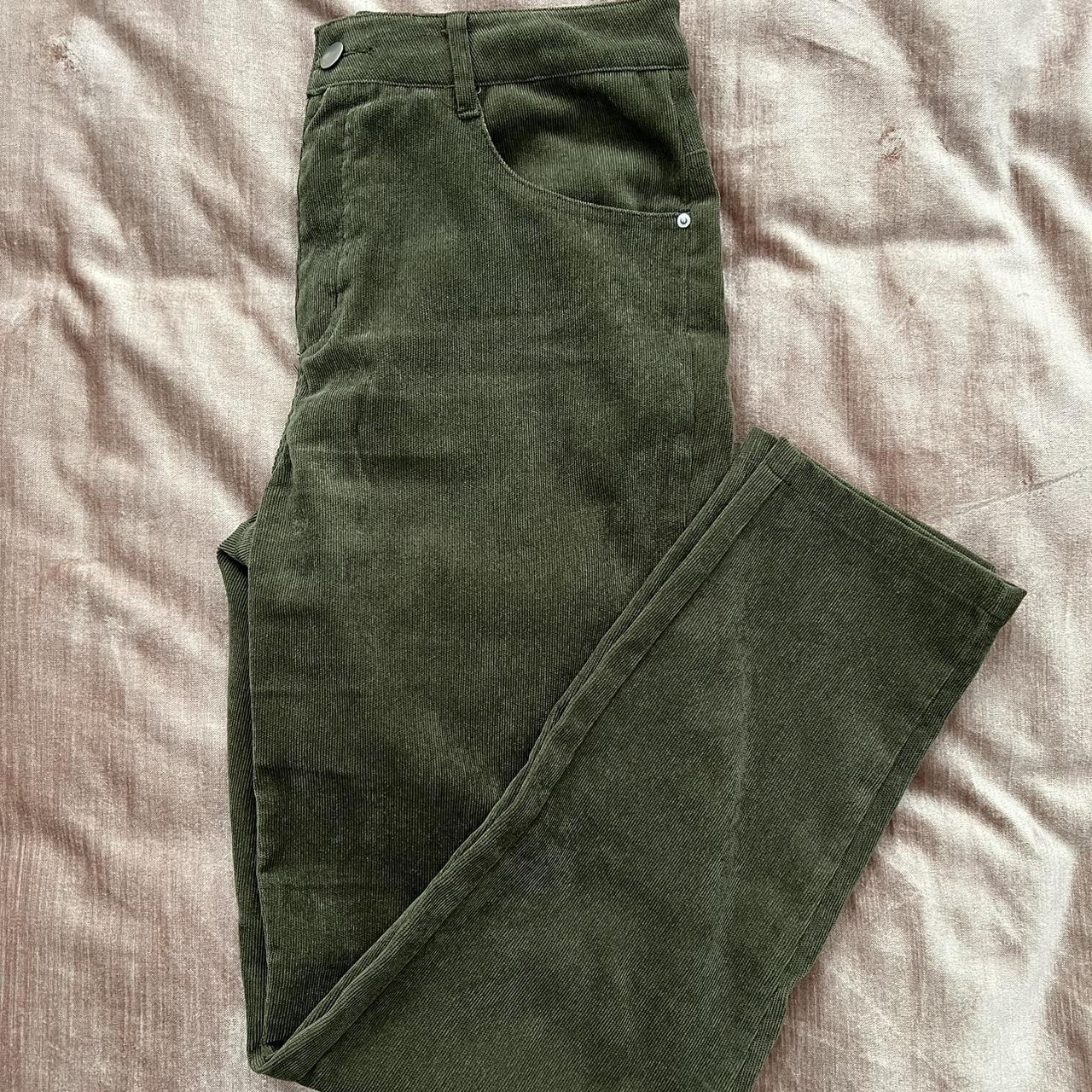 Princess Polly Women's Green and Khaki Trousers Depop