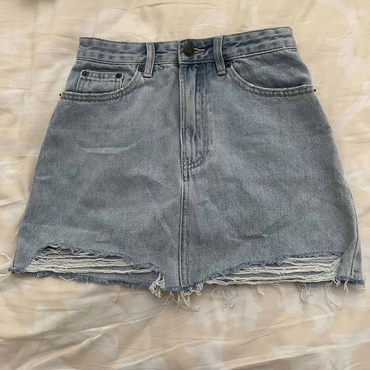 Glassons high waisted light wash denim mini skirt... - Depop