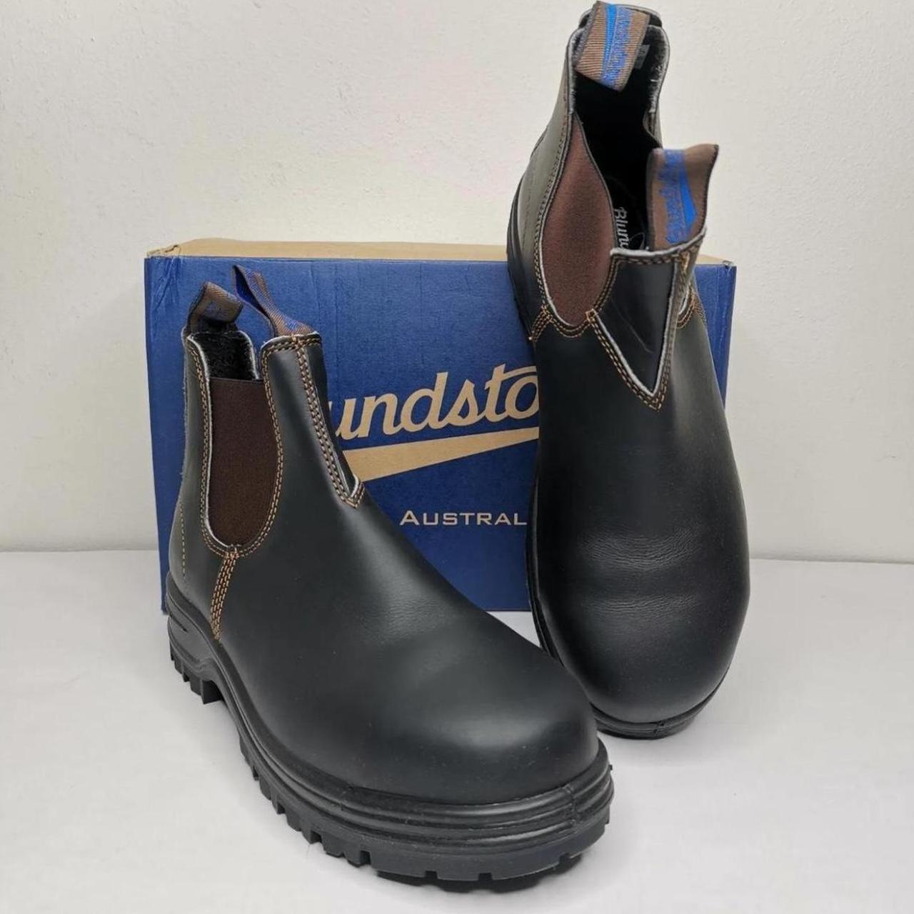 Steel toe brown leather Blundstones in excellent... Depop