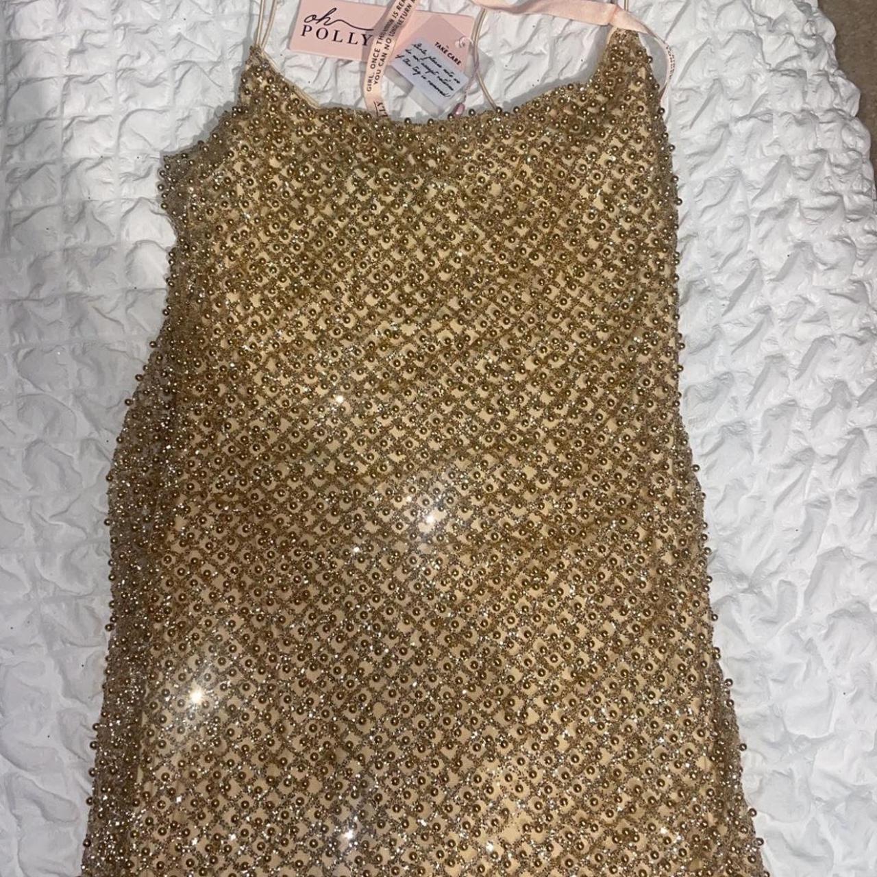 OH POLLY EMBELLISHED GOLD DRESS💗SIZE 10. TAGS STILL... Depop