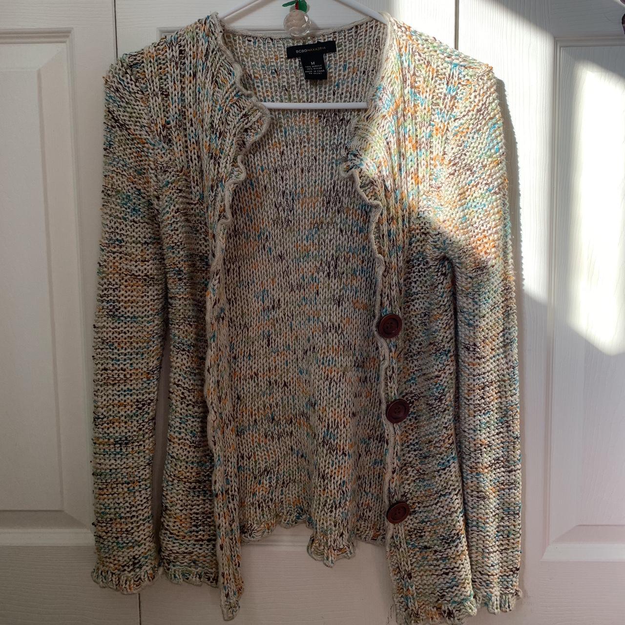 knit cardigan multicolor knit button up cardigan Depop