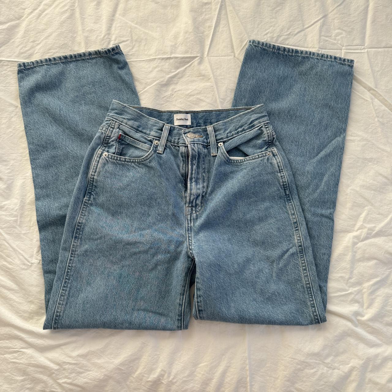 blue aritzia jeans loose fit, super comfy,... - Depop