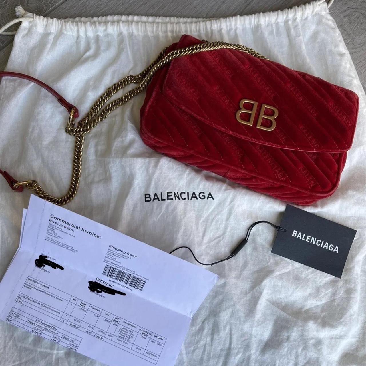 BALENCIAGA BB REPORTER CROSSBODY BAG RED VELVET Good... - Depop