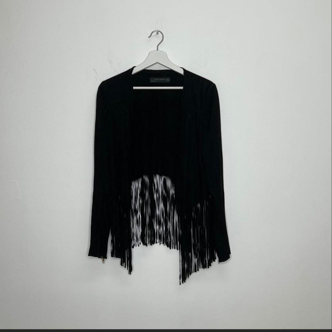 Zara black goat skin suede cropped Size Depop