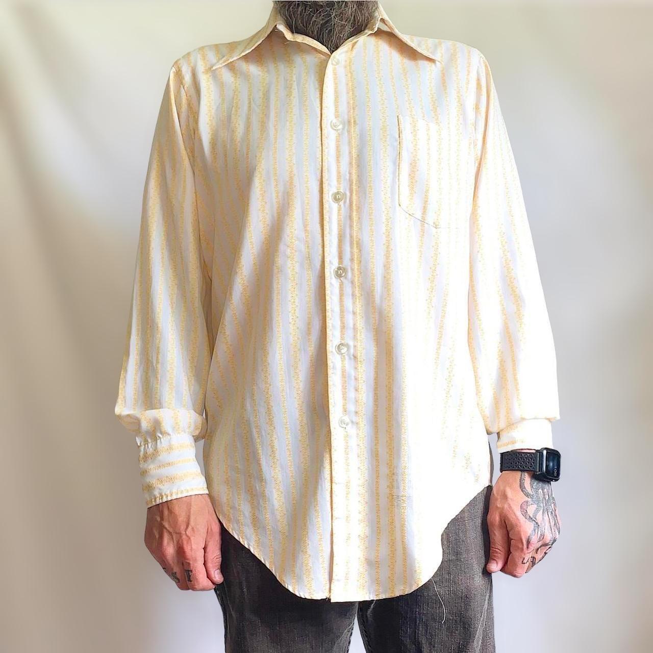 Men's Yellow and White Shirt Depop