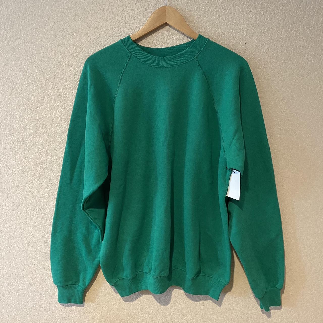 90s Hanes Blank Green Crewneck Sweatshirt - great... - Depop