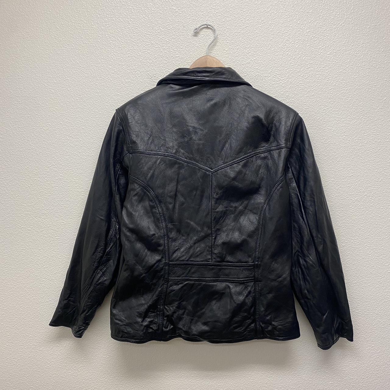 90s Leather Jacket - size women’s large - genuine... - Depop