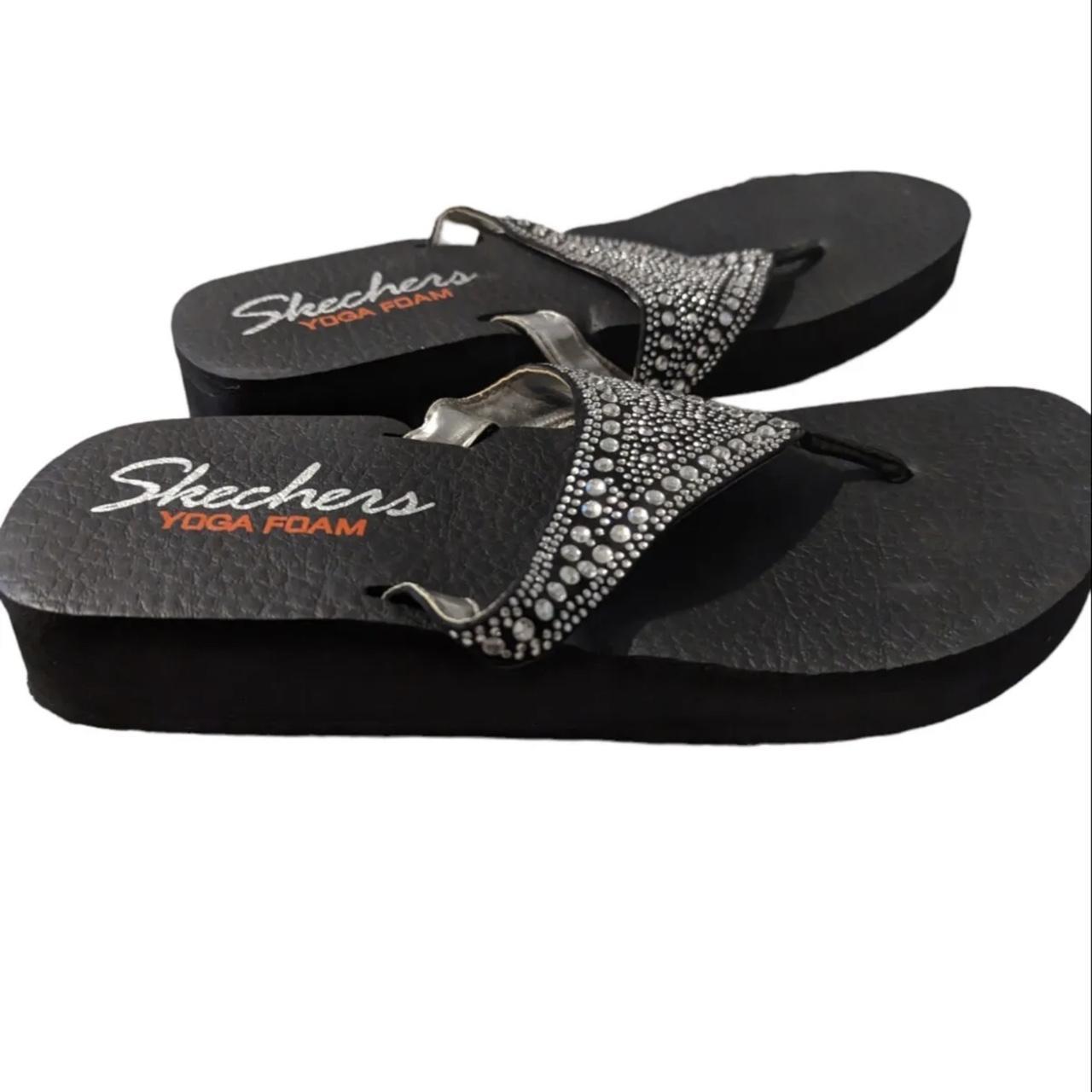 Skechers Yoga Foam Sandals Vinyasa Stone Candy Black - Depop