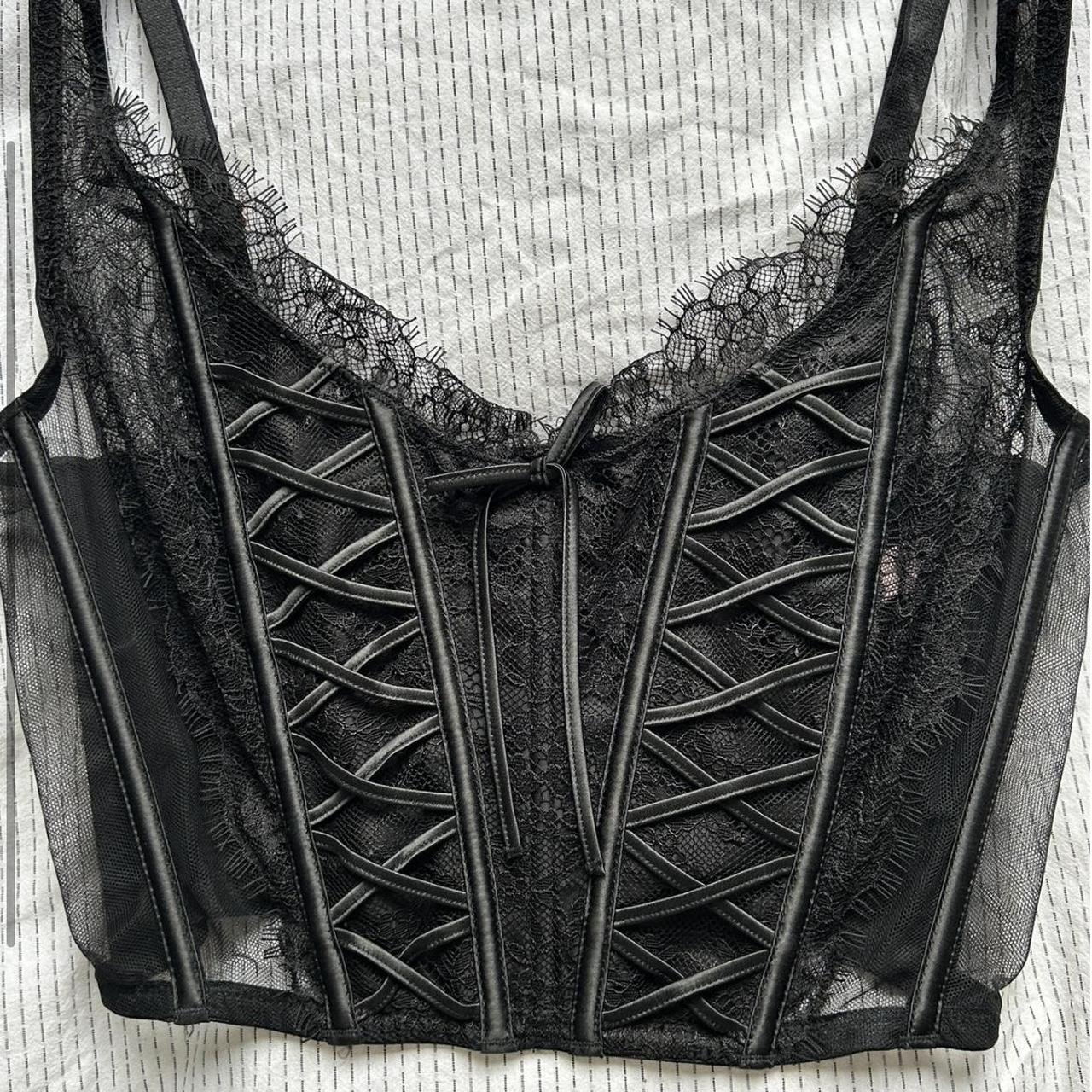 Buy Victoria's Secret Black Lace Unlined Corset Bra Top from the