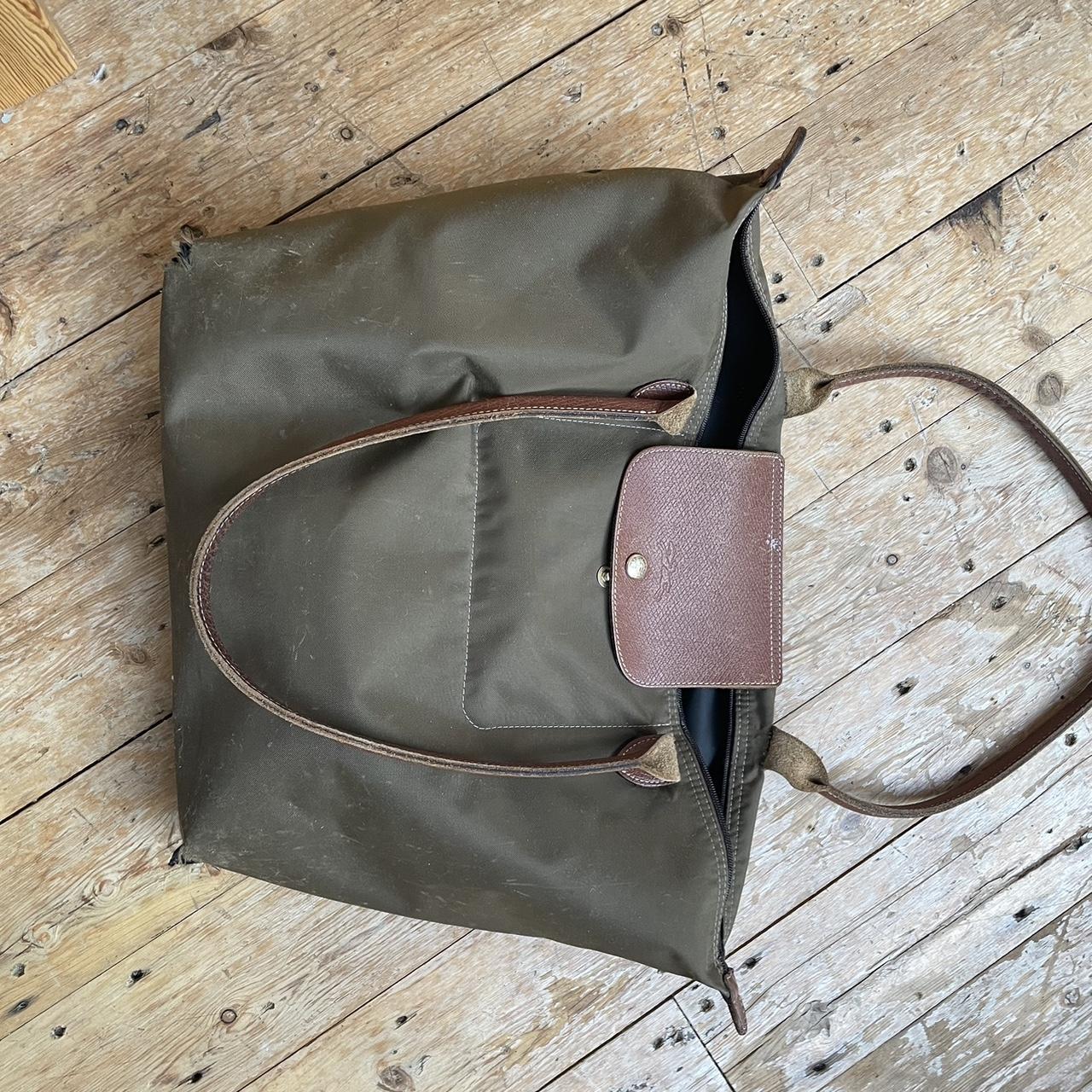 Long Champ le pliage Tote bag shopper Khaki green... - Depop