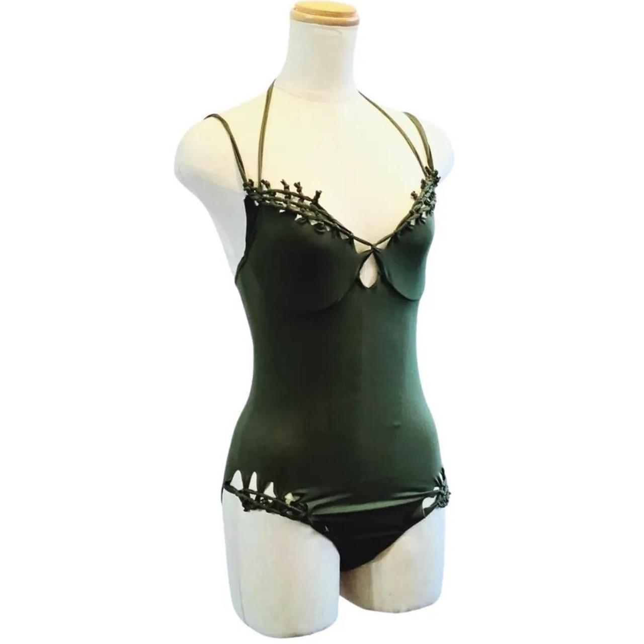 Christian Dior forest green one piece swimsuit... Depop