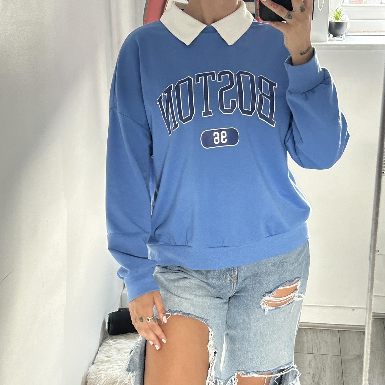 Brand new || Boston blue crewneck jumper with white... - Depop