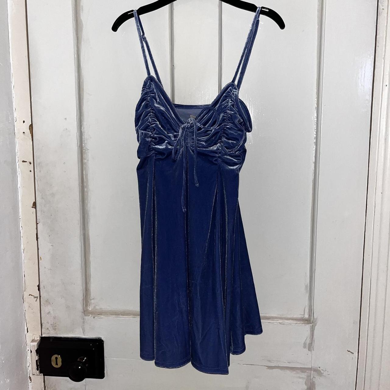 Blue velvet urban outfitters dress Style is fit and... - Depop