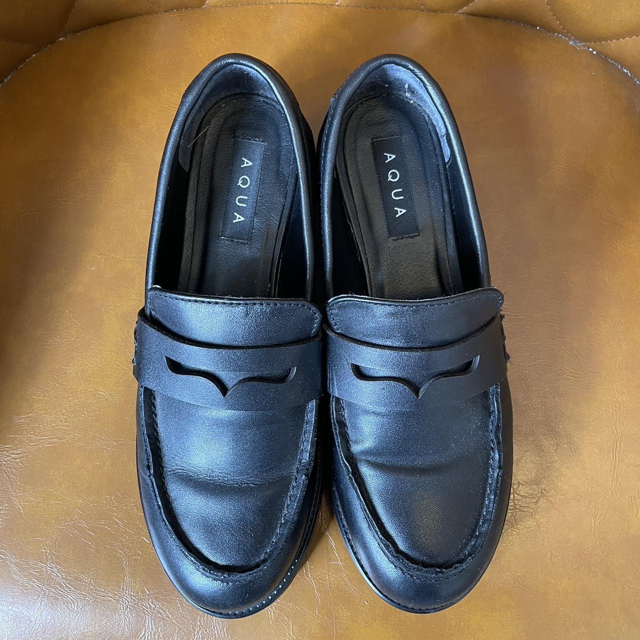 Chunky lug sole black loafers from Aqua. Real... - Depop