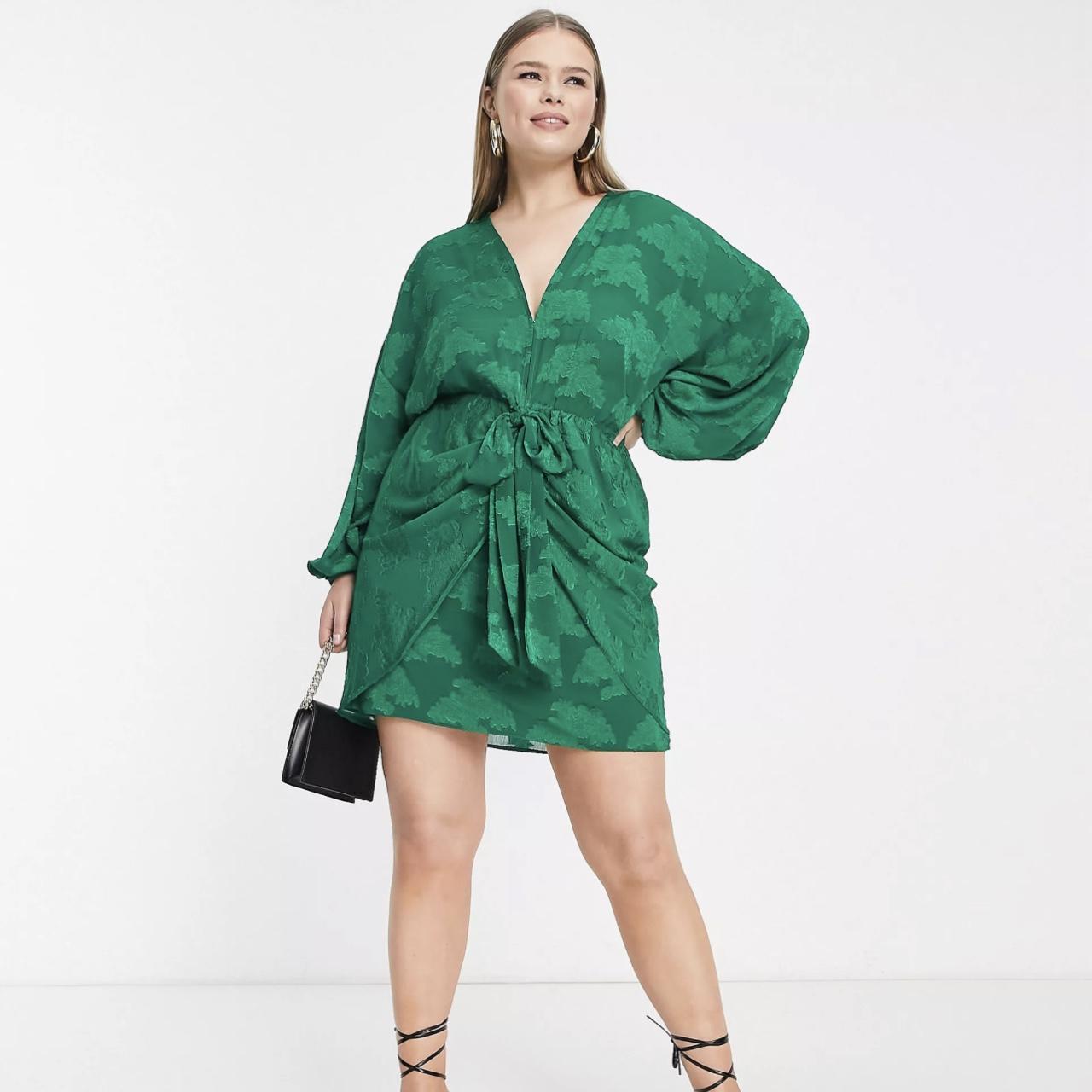 Mini Dress Asos Green Wrap Dress ASOS DESIGN Plisse Wrap Mini