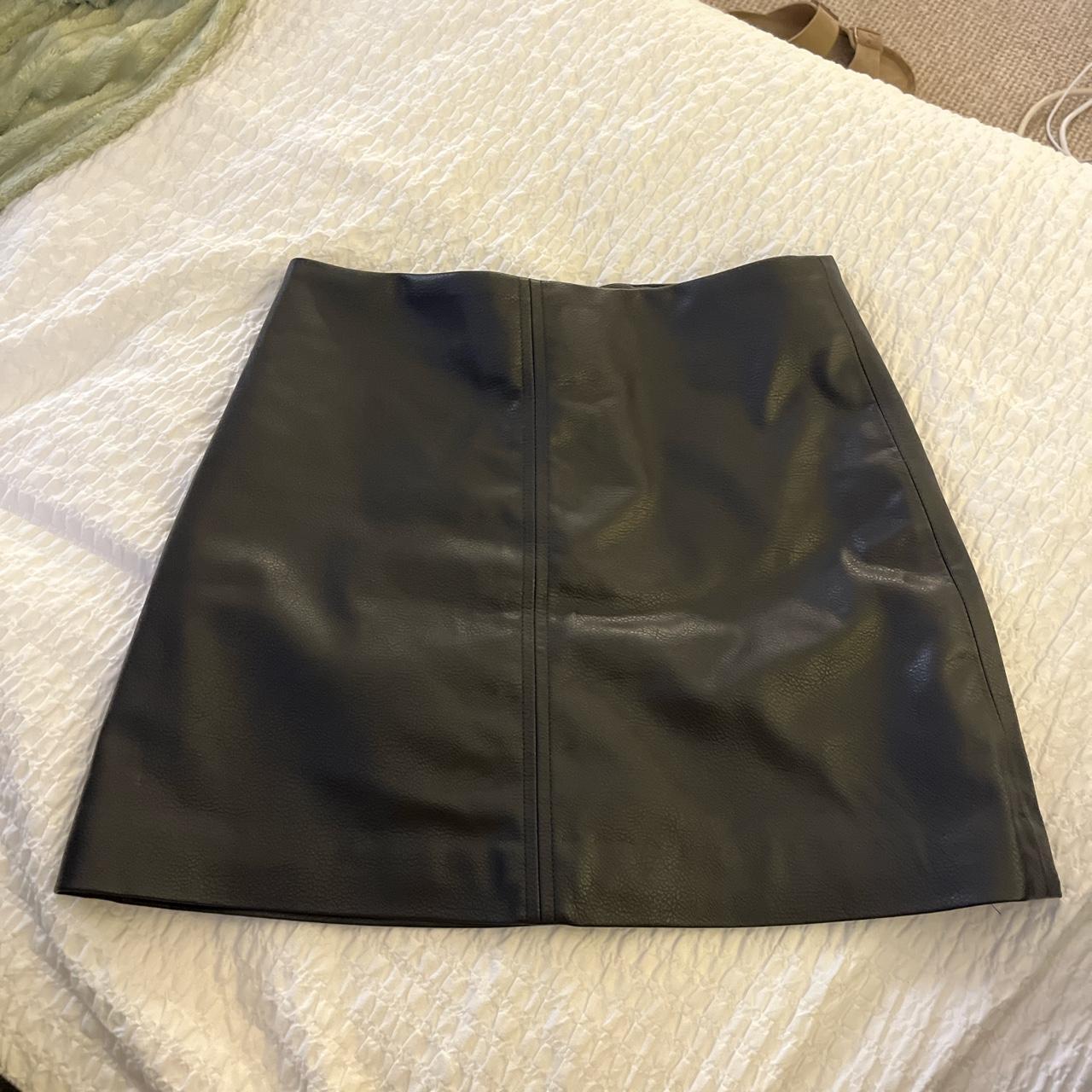 black leather skirt - Depop