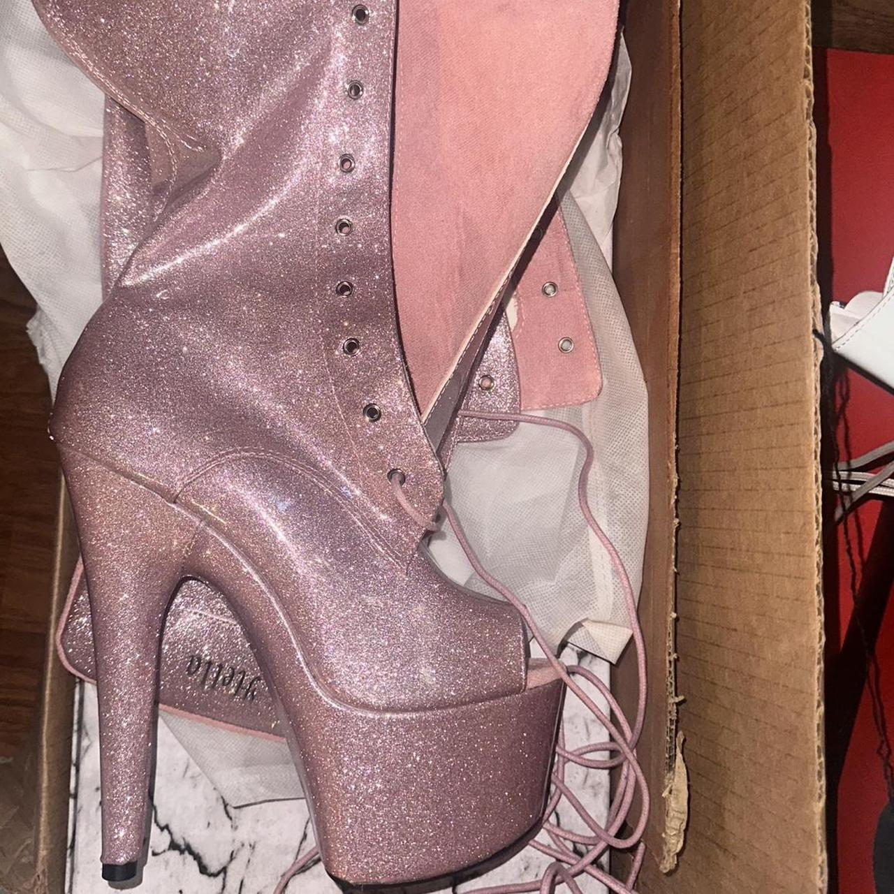 sparkle pink thigh high hella heels open Depop