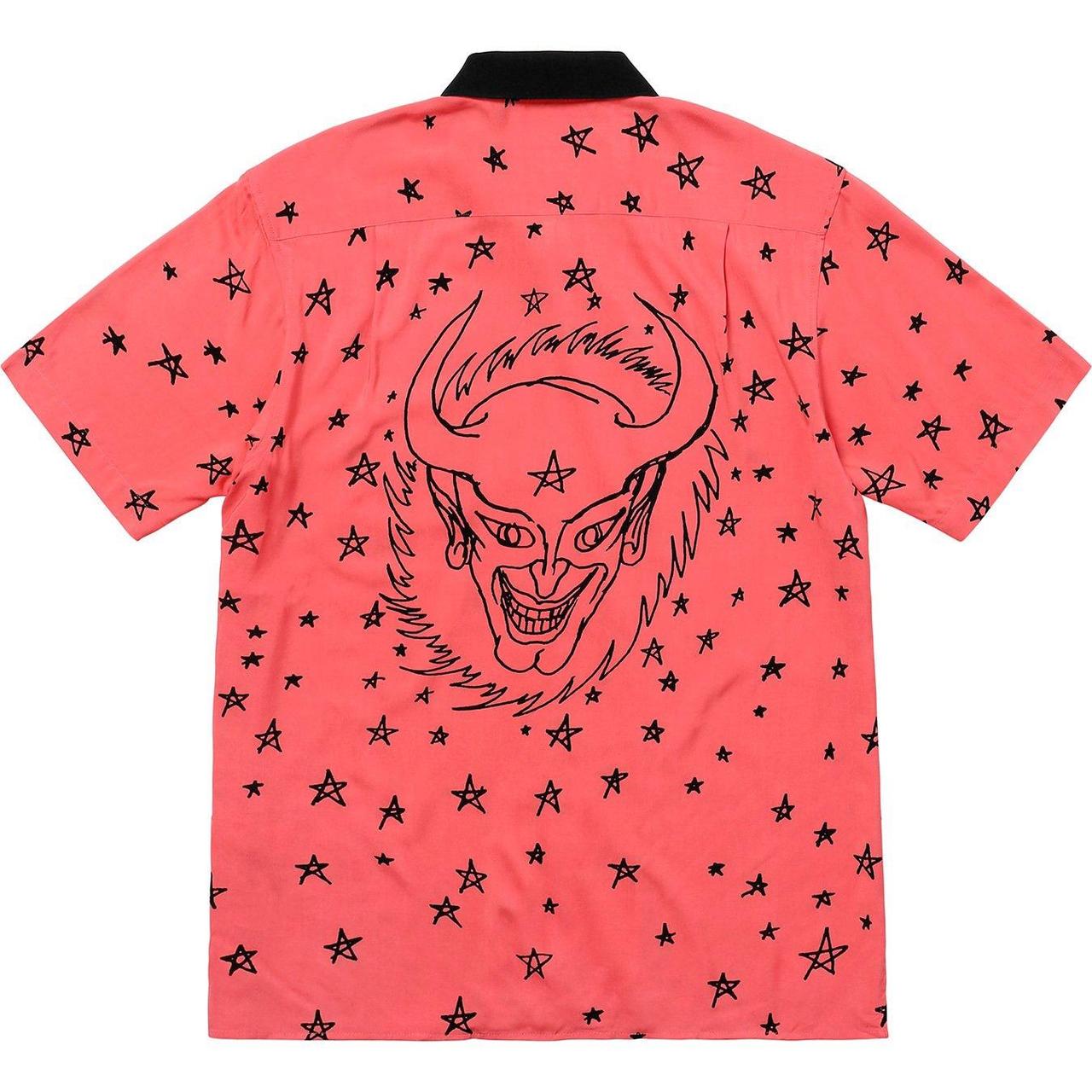 Pink and black Daniel Johnston x Supreme devil rayon... - Depop