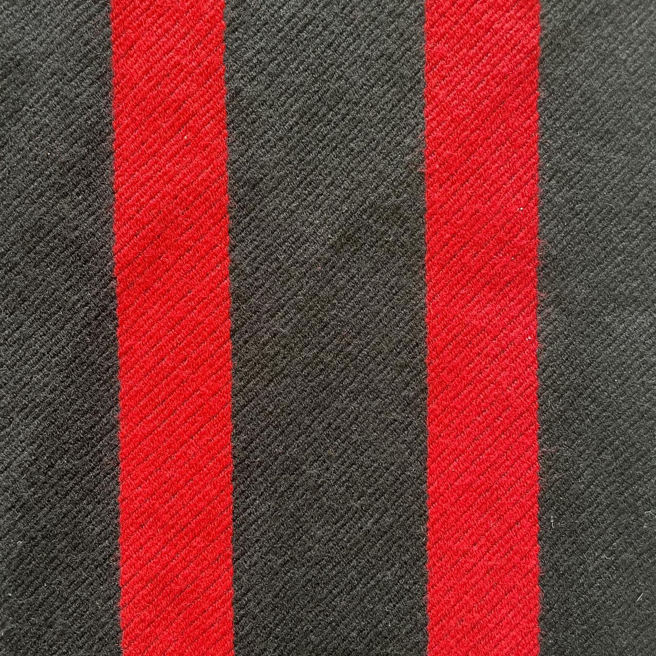 Vintage Red and Black Stripe Knit School... Depop