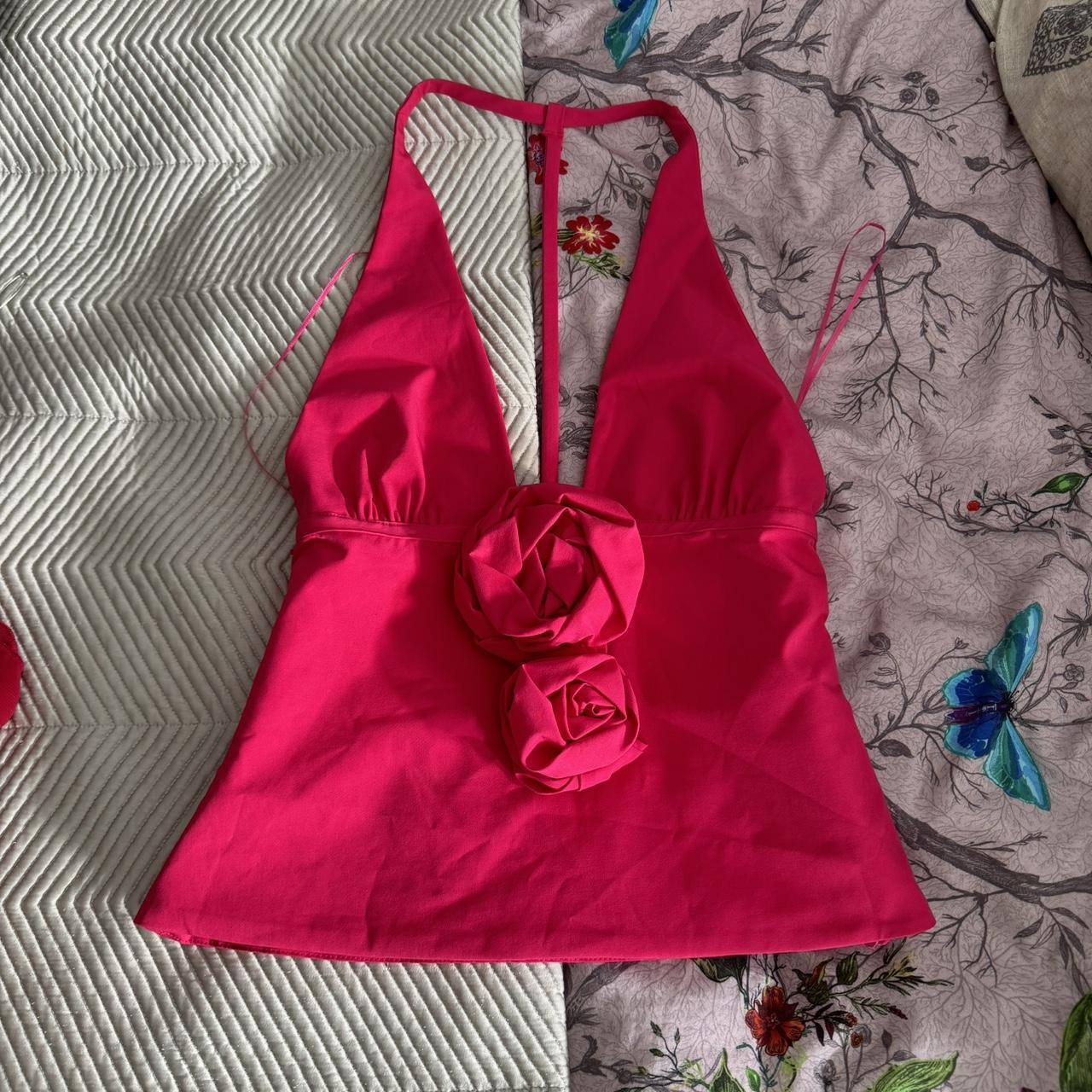 Zara pink rose halter neck top Brand new Depop
