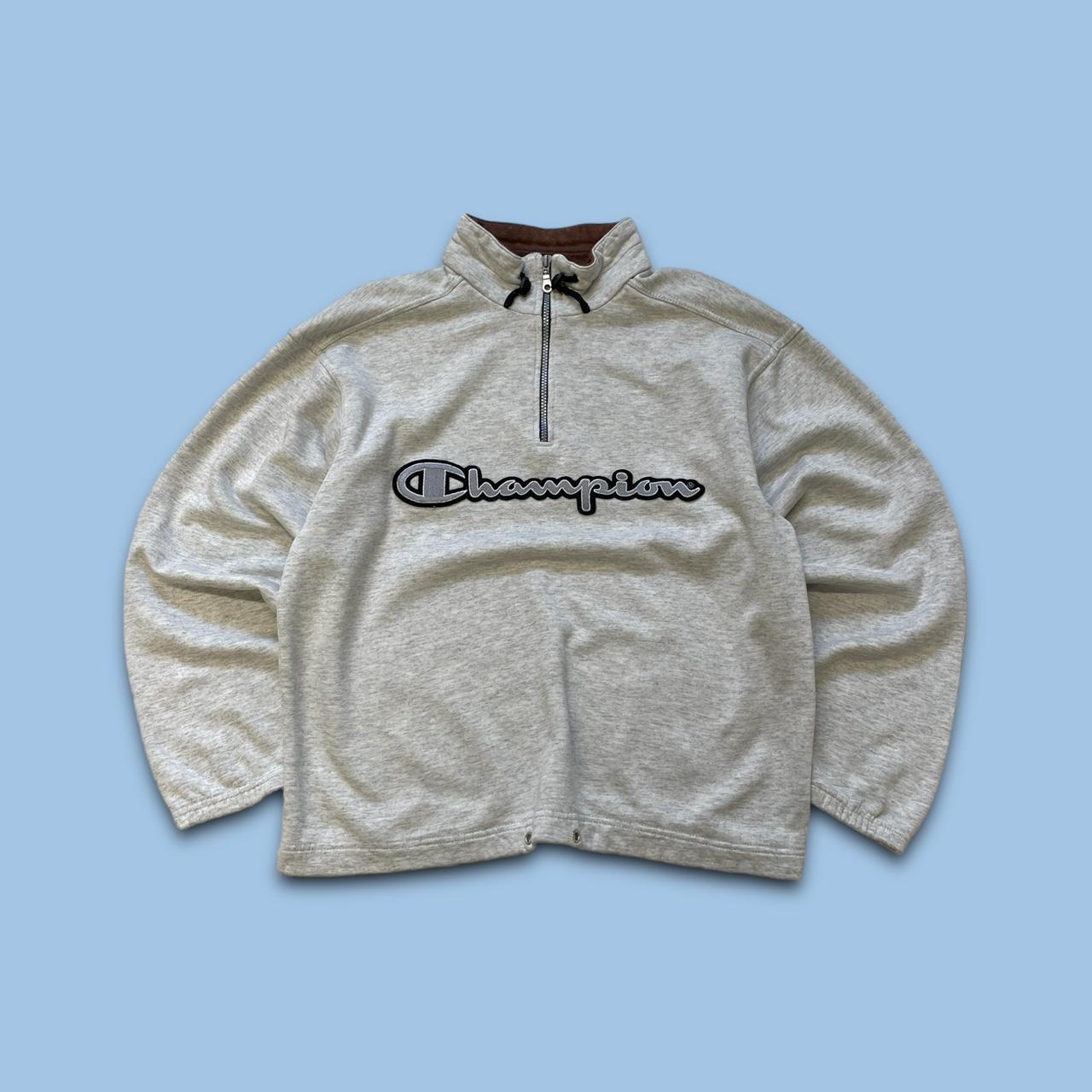 VINTAGE 90s CHAMPION QUARTER ZIP SWEATSHIRT GREY. Depop