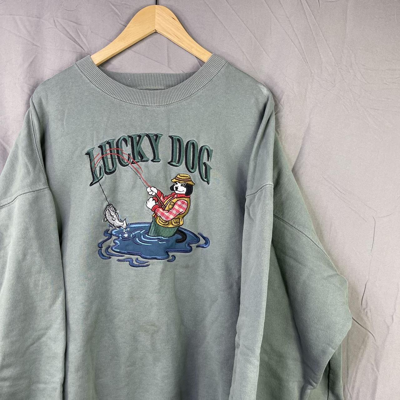 Vintage 90s Big Dogs Lucky Dog Fisherman Crewneck... Depop