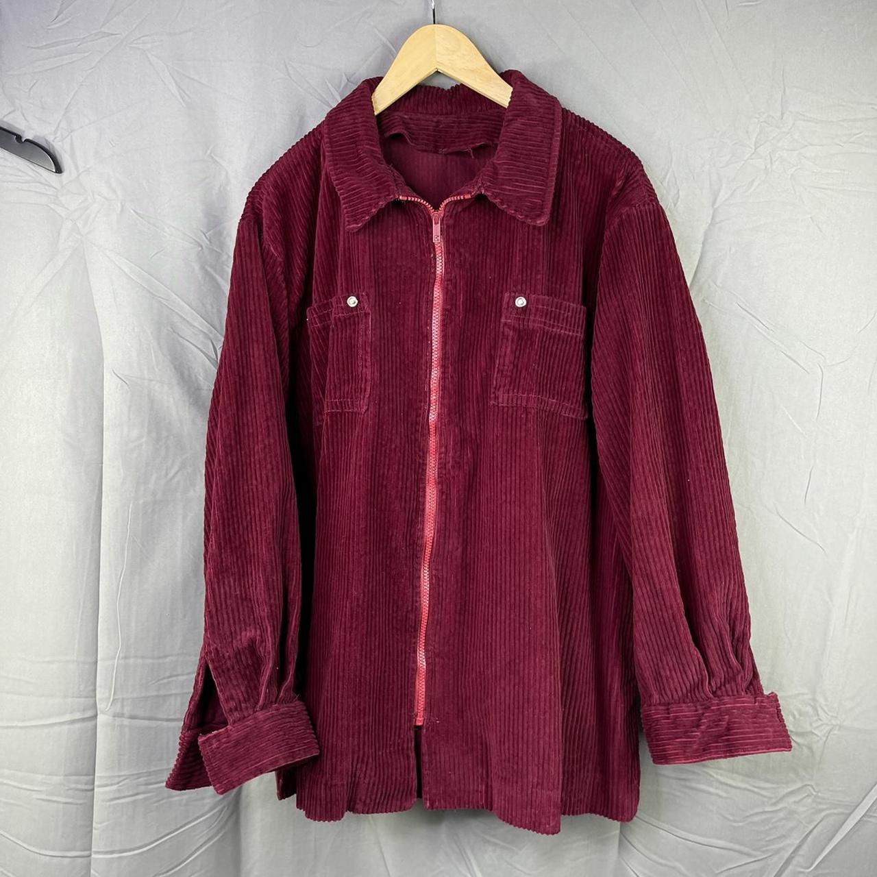 Vintage 70s Maroon Deep Corduroy Zip Up Collared... - Depop