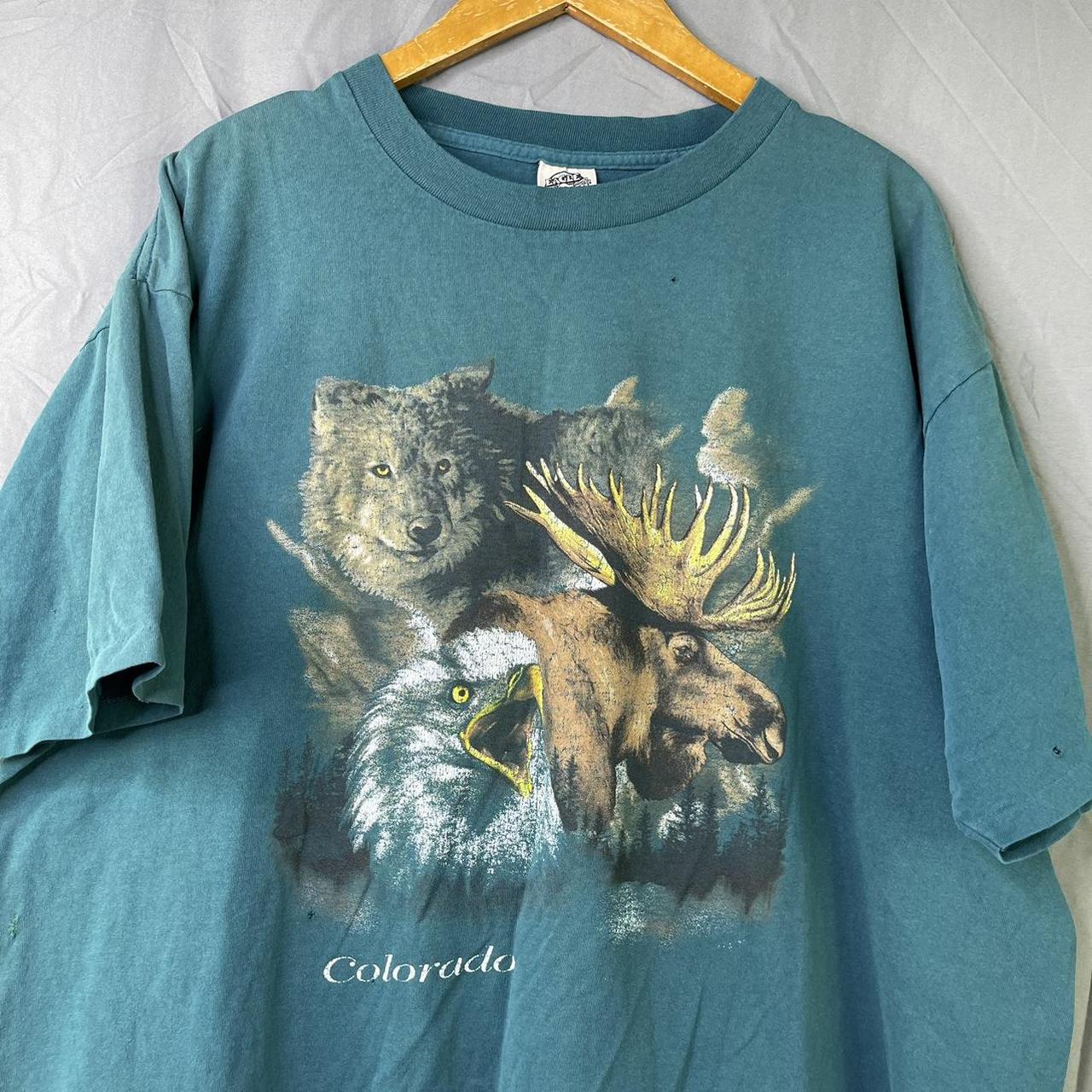 Vintage 90s Colorado Wolves Bald Eagle Wild Life... - Depop