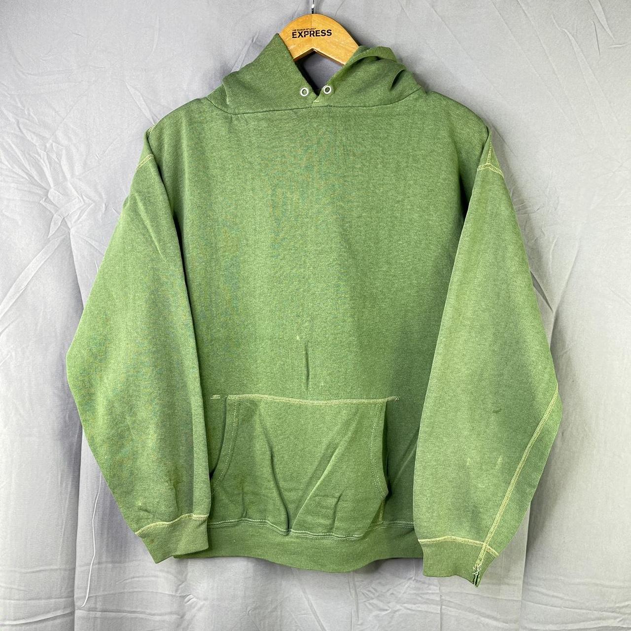 Vintage Early 80s Lime Green Pullover Blank Hoodie... - Depop