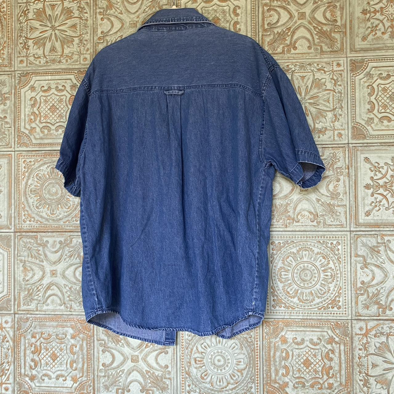 Size large denim button up short sleeve shirt.... - Depop