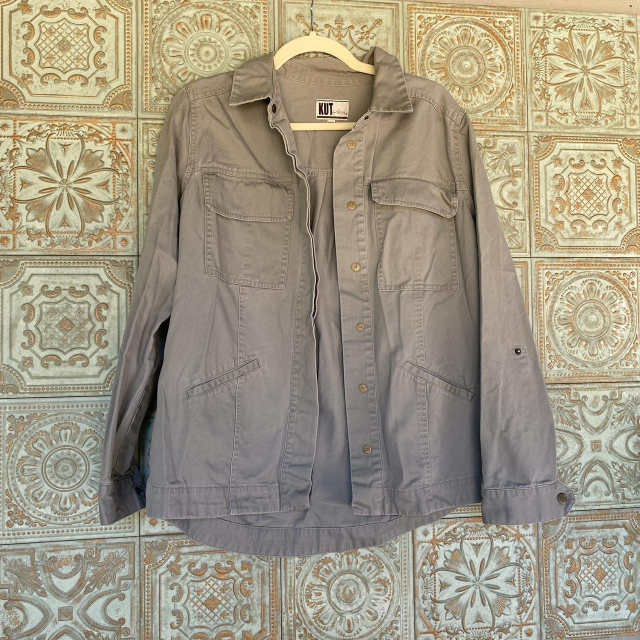 Size medium grey utility jacket with lots of... Depop