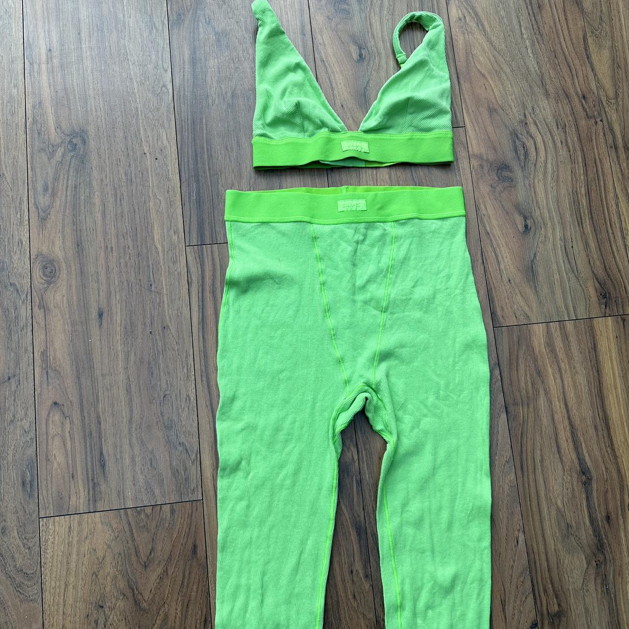 Skims Neon Green Limited Edition Cotton Rib Leggings Depop